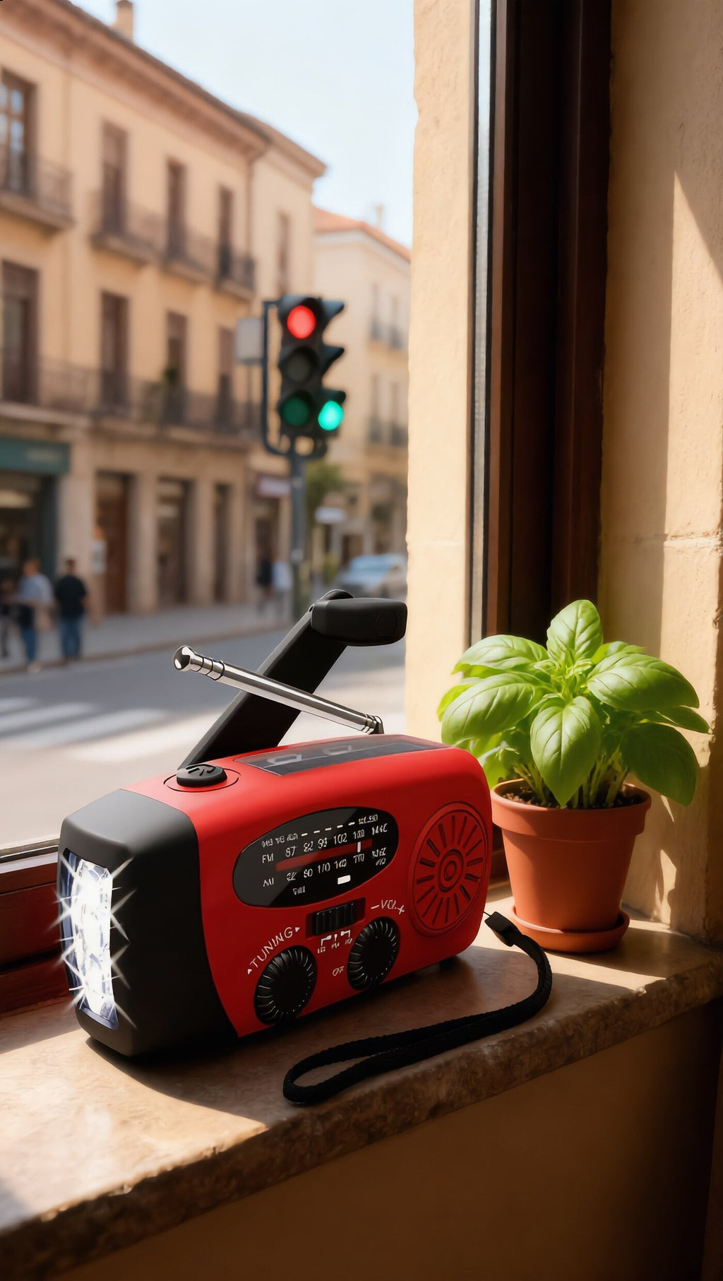La radio en el alféizar de una casa española